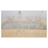 Glass Decanter and Three Matching Glasses