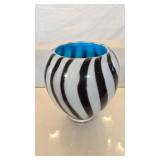 Unmarked 8-Inch Glass Vase With Striped Design