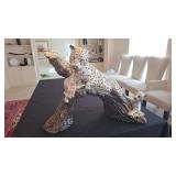 Metal Sculpture of Leopards on a Tree