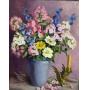 Edna Stubbs Cathell, Phlox w/ Ornate Brass Candle