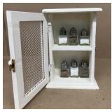 Wall shelf with salt and pepper shakers