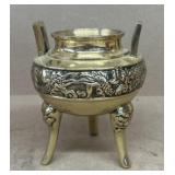 Brass footed pot