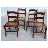 (4) Caned Walnut Chairs