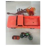 Plastic truck motorcycle, miscellaneous toy lot