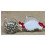 Chicken, glass salt and pepper shakers
