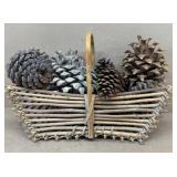 Stick basket and pinecones