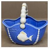 Hand painted Japan fish basket does have cracks