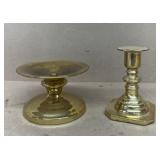 Brass candlestick and compote