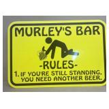 MURLEYS bar rules metal sign