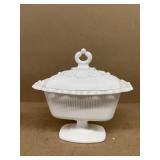 Milk, glass covered dish