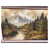 Mountain scene painting on canvas