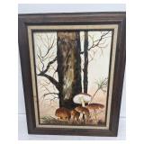 Mushroom painting on canvas signed holiday