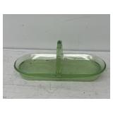 Green glass handle dish