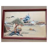Japanese stitch art framed