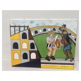 Gary Holliday painting on canvas war games in t