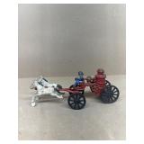Cast-iron horse and fire wagon