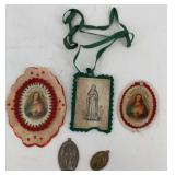 Catholic scapulars and Religious Metals, vintage,