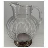 Vintage, Glass Pitcher with Metal Base, pumpkin-sh
