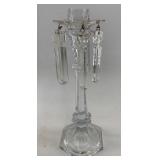 Heisey crystal candlestick with hanging prisms.  R