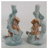 Antique Pair of Spill Vases, German, porcelain, fe