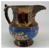 Antique English Copper Lusterware Pitcher with dec