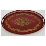 French tray with gold and red, 21 W x 15 H x 2 D i