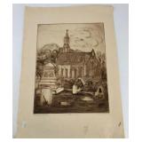 Intaglio Print, Parrish Church, Artist Proof, sign