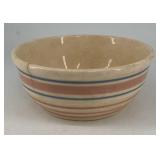 McCoy Pottery Mixing Bowl, pink and blue stripped,