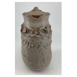 John Peterson, lidded jar, 11" tall x 5" wide,