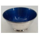 Towle Silversmiths bowl with blue enamel lining,