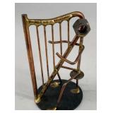 Metal, copper, Playing the Harp, 3.5 inches tall.