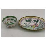 Chinese miniature bowl and Chinese enamelware sauc