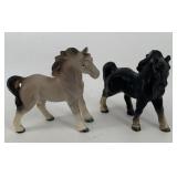 Horse Figurines (2), black and grey, Vintage, cera