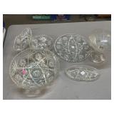 Clear, glass, bowls, platters, etc.