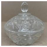 Clear, glass candy dish