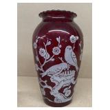 Royal Ruby bird vase
