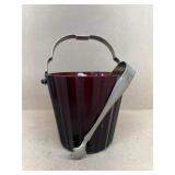 Royal Ruby ice bucket with claw handled to