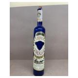 Cobalt blue liquor bottle
