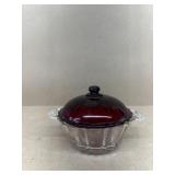 Ruby red glass top candy dish