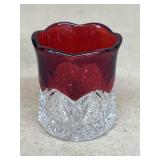 Star pattern, cranberry toothpick holder