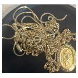 14k gold necklaces, and religious charm, some