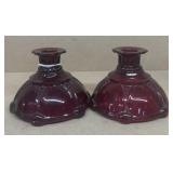 OYSTER and pair candlesticks Ruby red