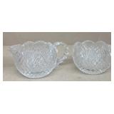 Cut glass cream and sugar