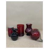 Ruby, red vases and jar