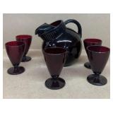 Ruby Red water, pitcher, and cups