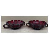 Ruby, red double handle bowls