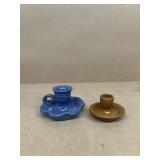 Pottery candlestick holders