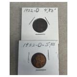 (2)1922D wheat Pennie