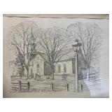 Framed prints, Williamsburg, Virginia, etc.