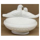 Milk glass dove candy dish